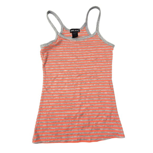 Wet Seal XS Tank Orange & Gray Striped Spaghetti Strap Tank Womens JH1833 - Picture 1 of 5